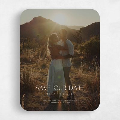 White Rounded Wedding Save the Date - Povera Photo