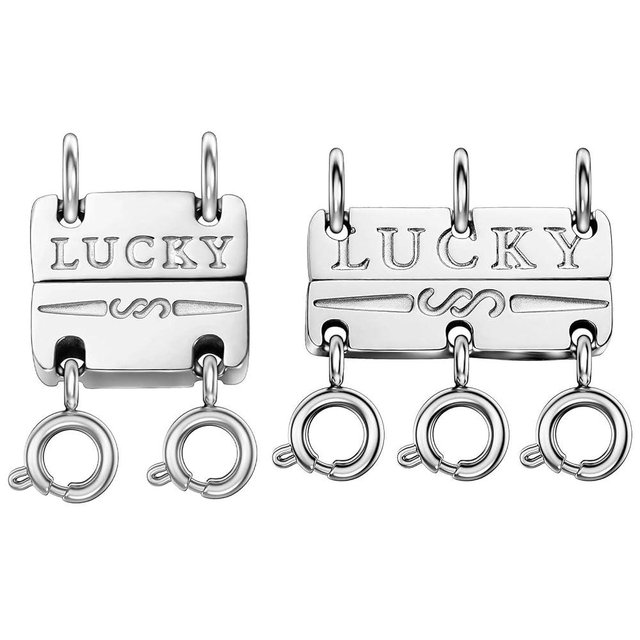 OHINGLT Lucky Necklace Layering Clasp Separator for Stackable,14K Gold and Silver Plated Multiple Necklace Clasps for Women