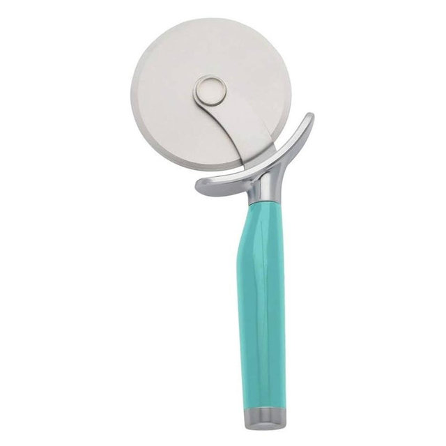 KitchenAid Classic Pizza Wheel with Sharp Blade For Cutting Through Crusts, Pies and More, Built In Finger Guard for Safety and Comfort Grip to Protect Fingers, Dishwasher Safe, 9-Inch, Aqua Sky