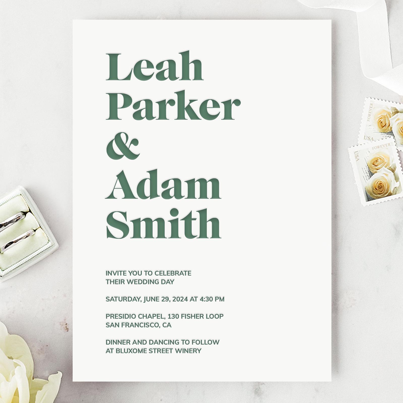 Zola wedding invitations everett type letterpress
