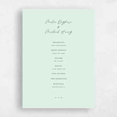 Mint, Green Wedding Program - Ivor