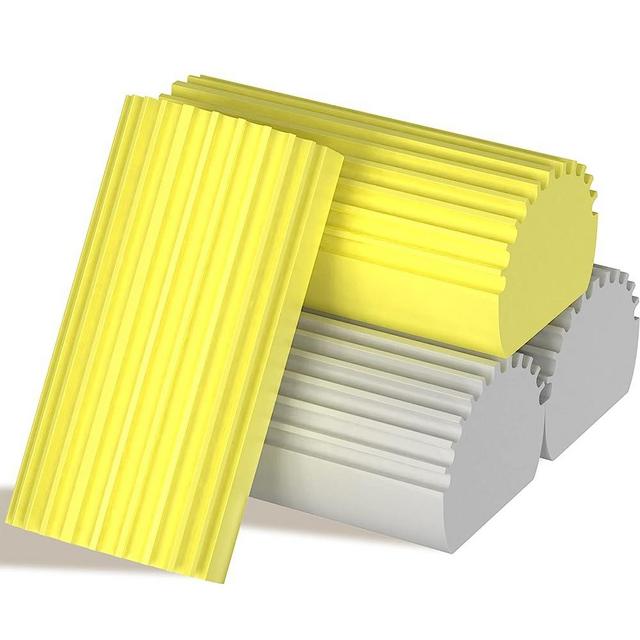 Jeymei 4-Pack Damp Clean Duster Sponge, Sponge Cleaning Brush, Duster for Cleaning Blinds, Glass, Baseboards, Vents, Railings, Mirrors, Window Track Grooves and Faucets, Gray and Yellow