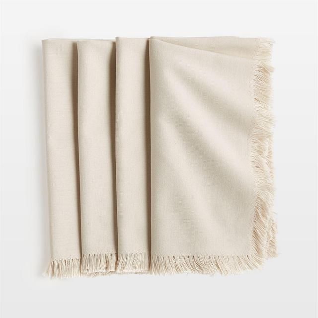 Craft Birch Beige Organic Cotton Fringe Napkins, Set of 4