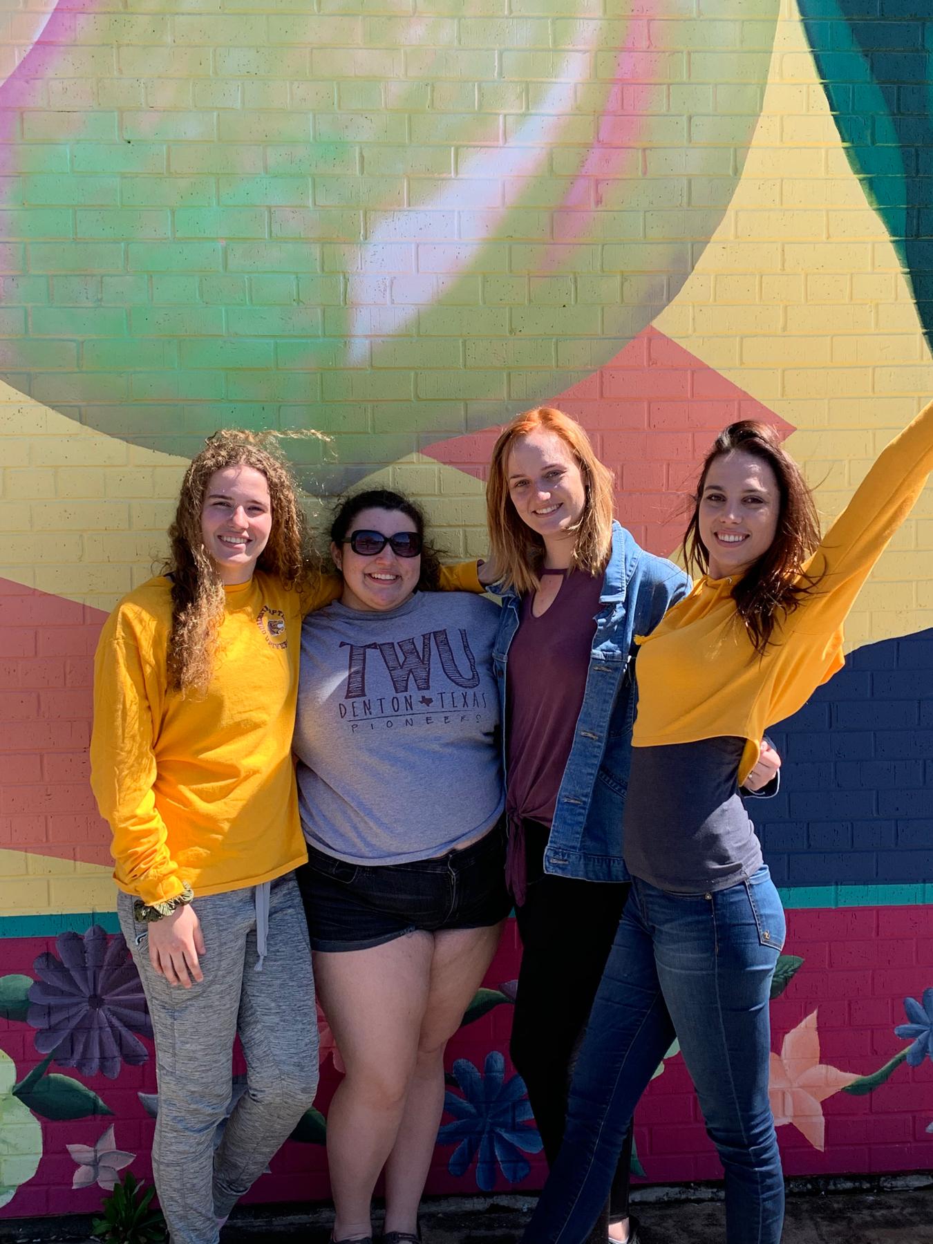 Kara, Hannah, Courtney, and Bailey from 2019 who are now their bridesmaids!