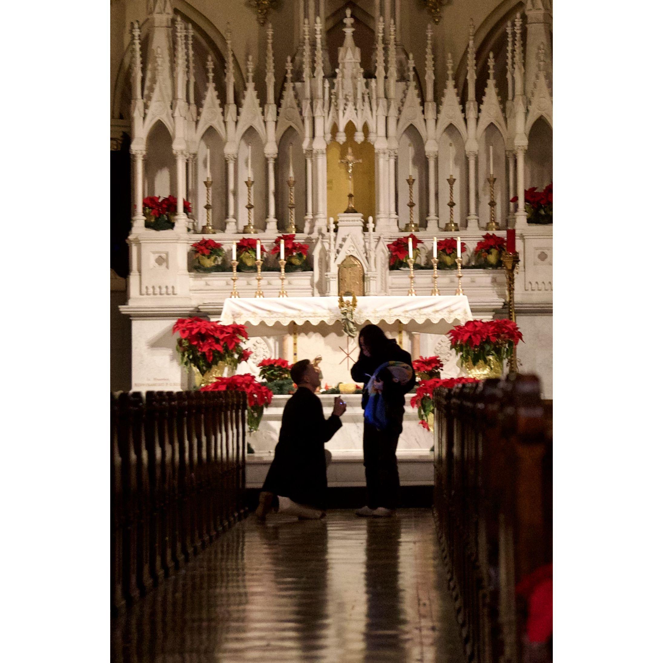 Joseph proposed at St Agatha St James in Philadelphia!