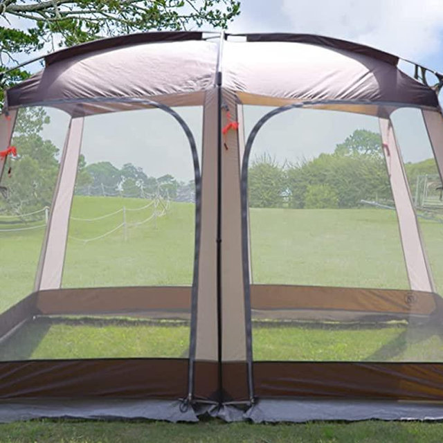 EVER ADVANCED Screen House Room Outdoor Screened Canopy Tent Zippered Pop Up Gazebos 8-10 Person for Patios Shelter, 12' x10', Brown