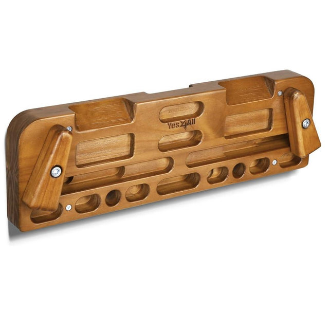 Yes4All Wooden Hang Board/Climbing Board for Doorway - Hand Strengthener Equipment for Training Finger, Grip and Pull Up