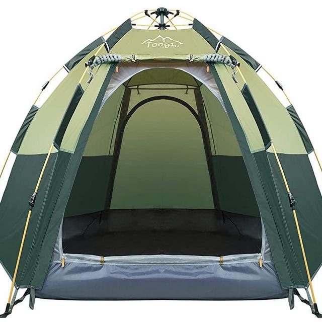 Toogh 3-4 Person Camping Tent 60 Seconds Set Up Tent Waterproof Pop Up Hexagon Outdoor Sports Tent Camping Sun Shelters, Instant Cabin Tent, Advanced Venting Design, Provide Top Rainfly(2021 Update)