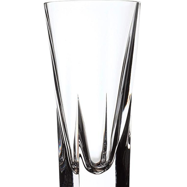 Barski Vase - Square Bottom - Round Opening Glass Vase - for Flowers - Roses - Crystal Glass - 12" H Made in Europe