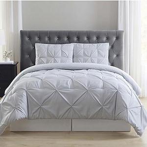 Truly Soft Everyday Stripe Pleat 3-Piece King Duvet Set in Grey