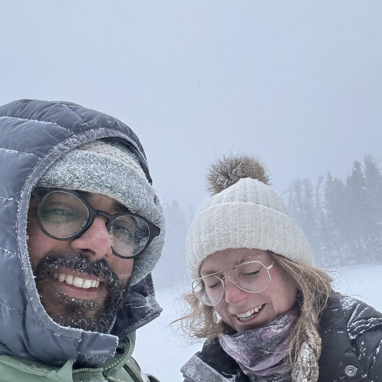 Snowshoeing in a snow storm in Colorado