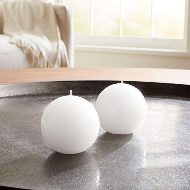 White Ball Candles, Set of 2