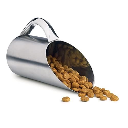 Pet Studio Stainless Steel Matte Finish Pet Scoops — Convenient Scoops for Dry Dog and Cat Food - 5½", 12 oz