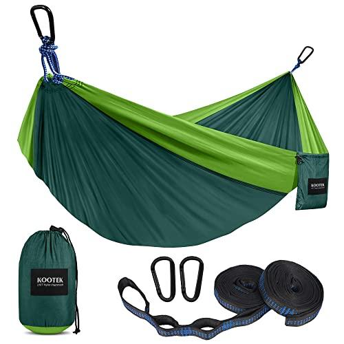 Kootek Camping Hammock Double & Single Portable Hammocks with 2 Tree Straps, Lightweight Nylon Parachute Hammocks for Backpacking, Travel, Beach, Backyard, Patio, Hiking
