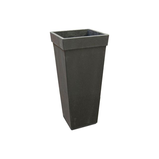 20" Tapered Square Recycled Self Watering Planter Black - Tierra Verde