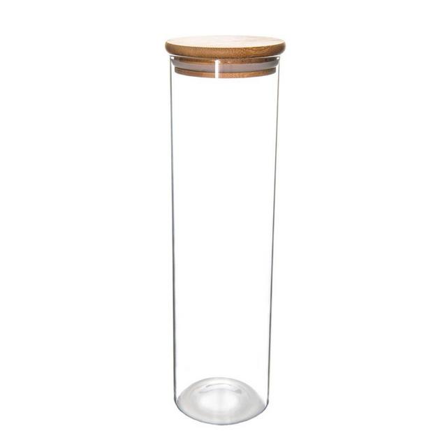 Tall Bamboo Glass Storage Jar