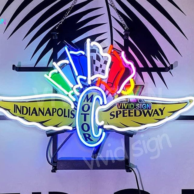 Queen Sense 20"x16" Indianapolis Motor Speedways Neon Sign Light Lamp with HD Vivid Printing Tech Artwork A120IPMSV2VVD