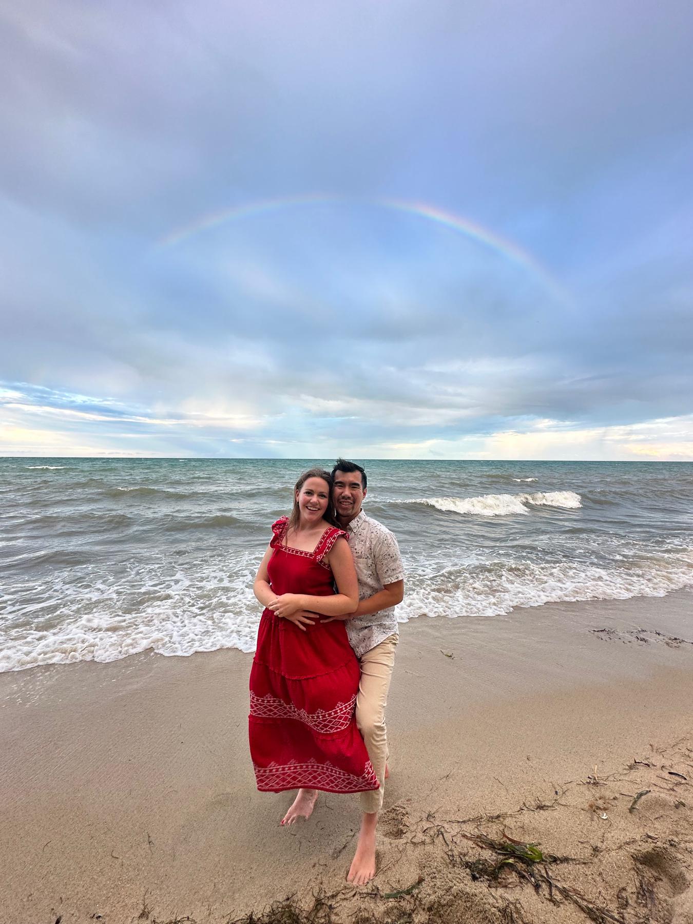 Engagement photo with a rainbow (photo credit to Grace Lee)!