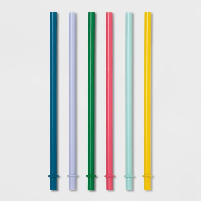 8" 6pk Plastic Kids Straws - Pillowfort™