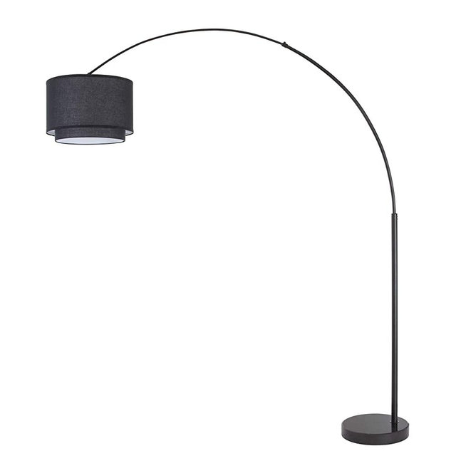 Major-Q Arc Floor Lamp 99-6938DS-BK Modern 81" Tall Standing Lamps for Living Room - Stand Up Arching Lamp with Black Double Shade and Marble Base for Bedrooms - Corner Lamp for Office Lighting