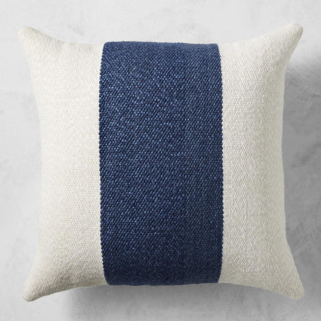Center Stripe Outdoor Pillow 22" X 22" Blue