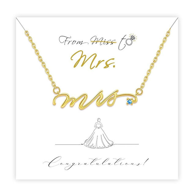 DAYANEY Gold/Silver Pendant Necklace for Women, Dainty Bow/Pearl/Cubic Zirconia/Mrs/Bride Jewelry, Bridal Accessories on Bachelorette Party Wedding Day Match Bride Outfits