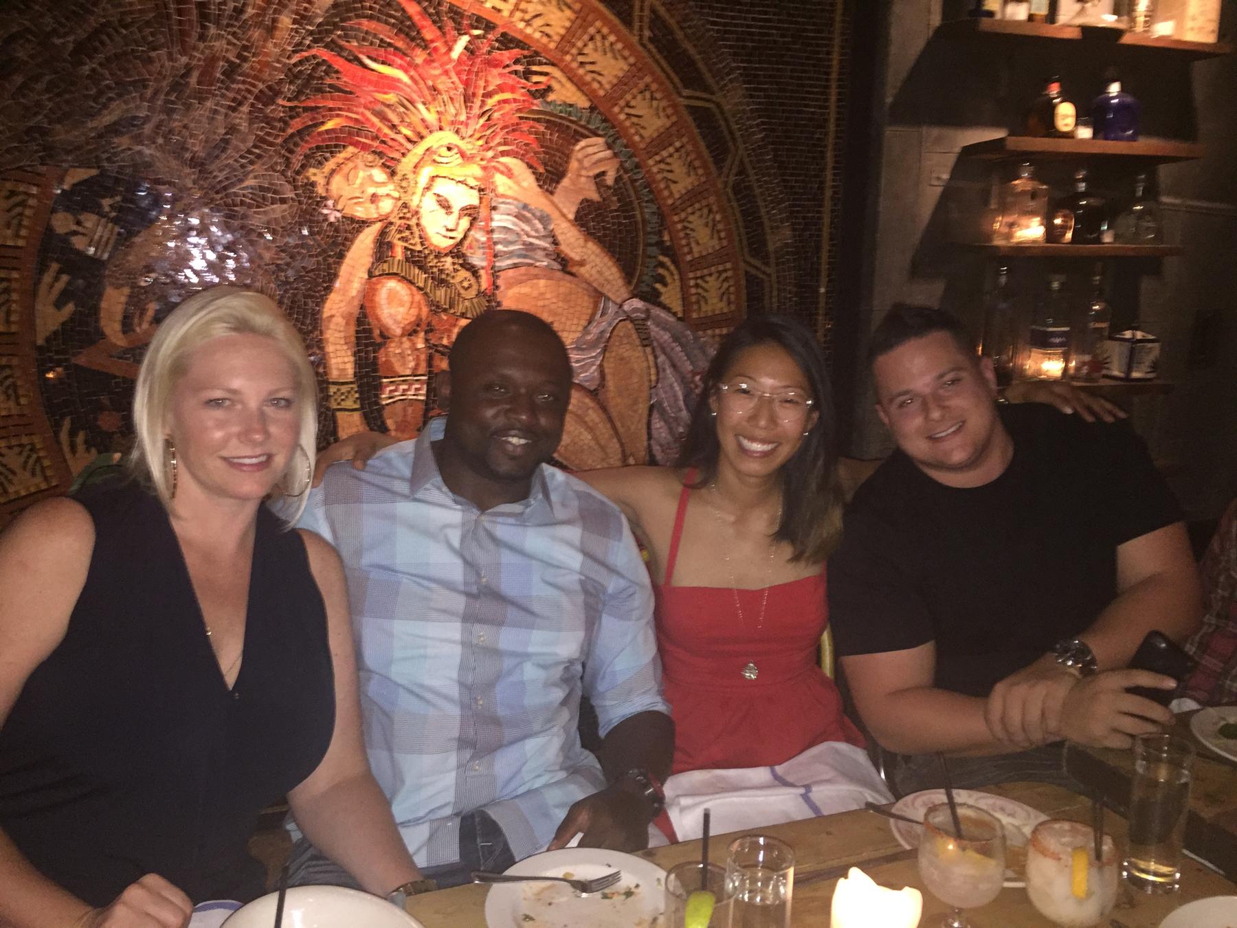Jordan's birthday at La Esquina in NYC - still just good buddies!