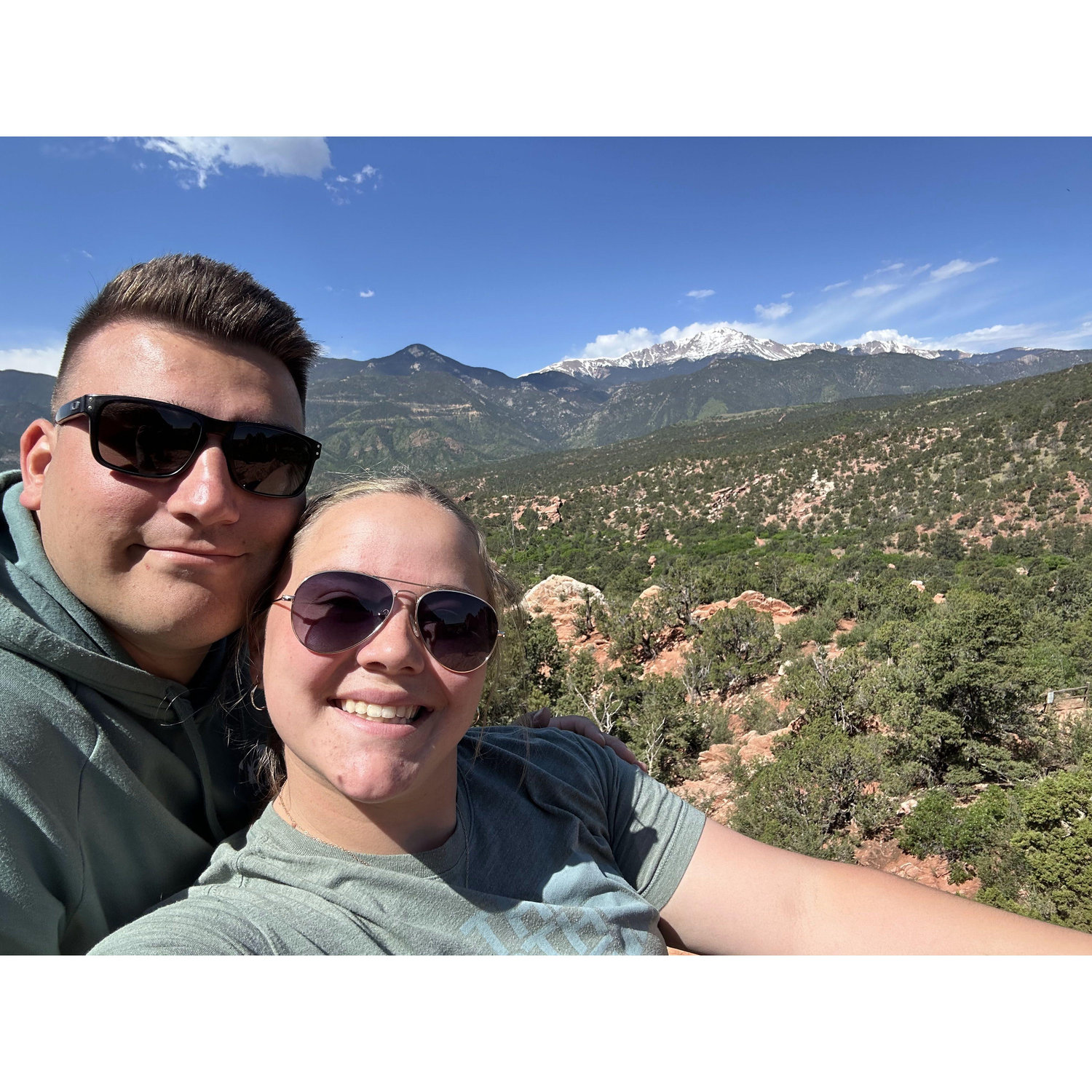 Hikes at Garden of the Gods with a beautiful view of Pikes Peak.