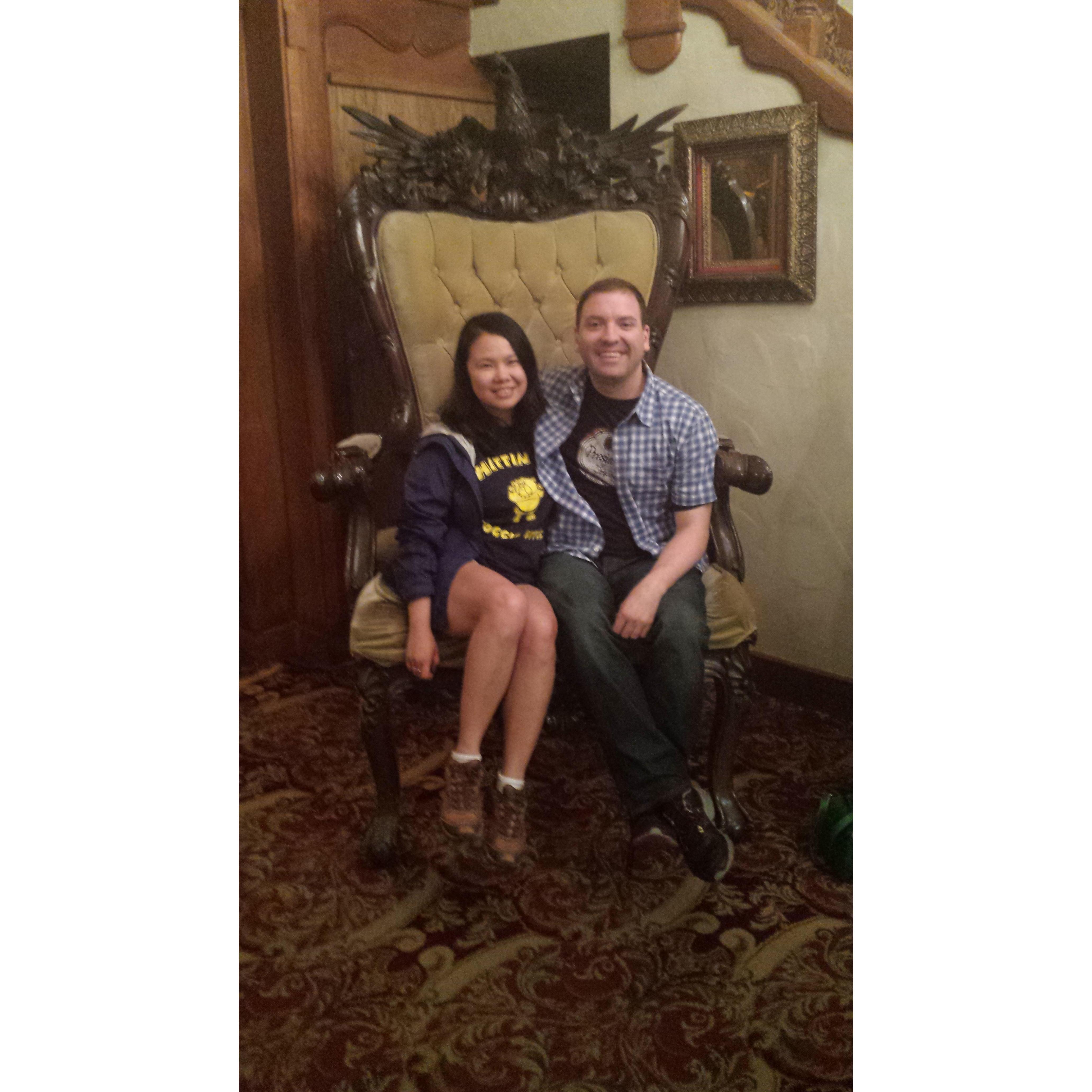 Enjoying a cartoonishly large chair at a German restaurant in Milwaukee