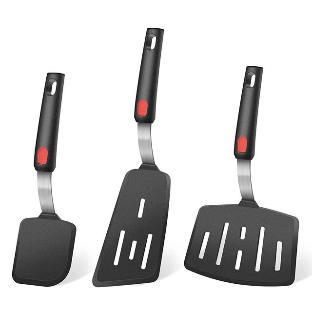 Hotec Flexible Silicone Spatula, Turner, 600F Heat Resistant, Ideal for Flipping Eggs, Burgers, Pancakes, Crepes and More (3 Pack)