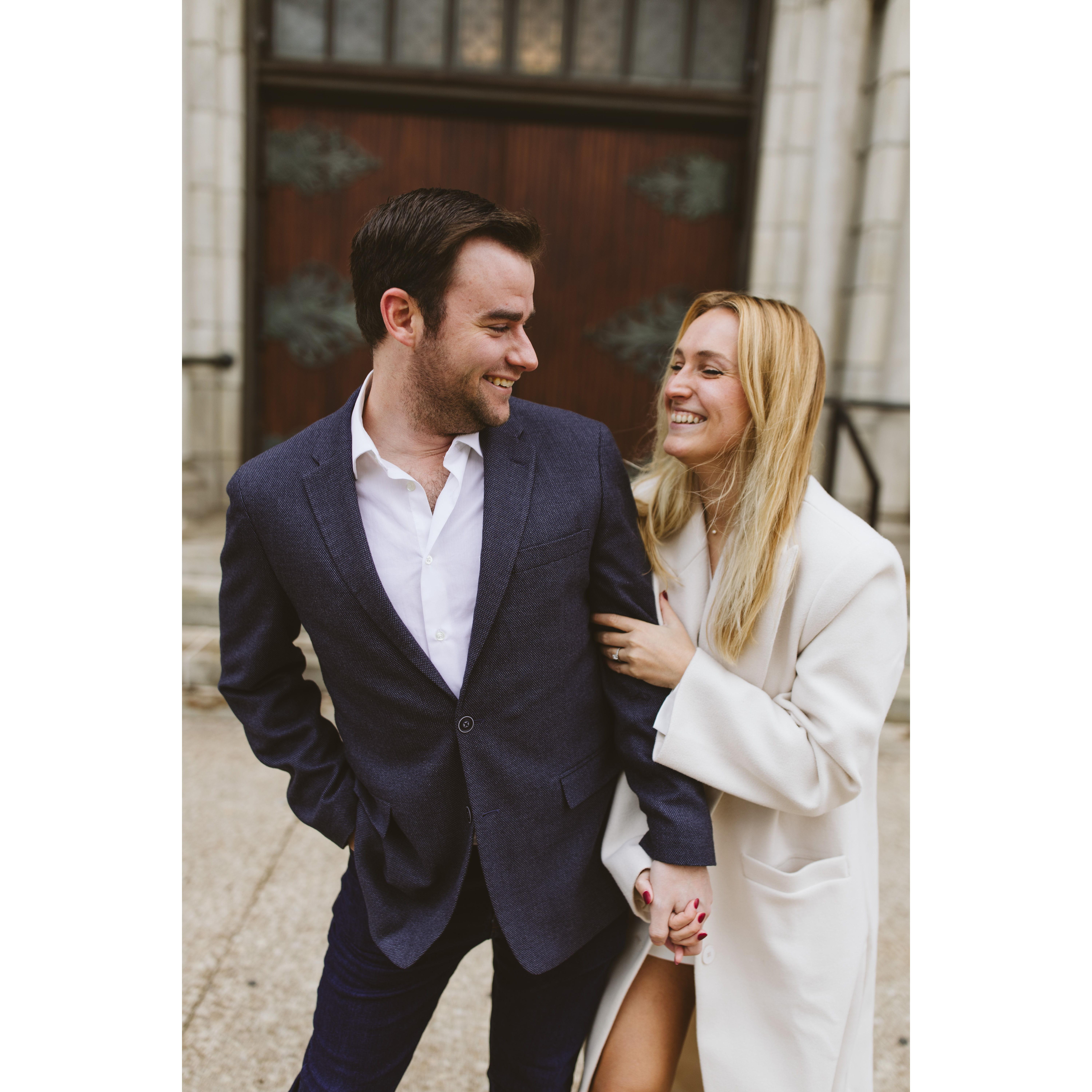 Goofin' around during our engagement shoot