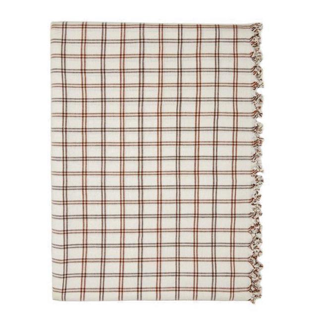 Mayfair Plaid Nutmeg Woven Tablecloth