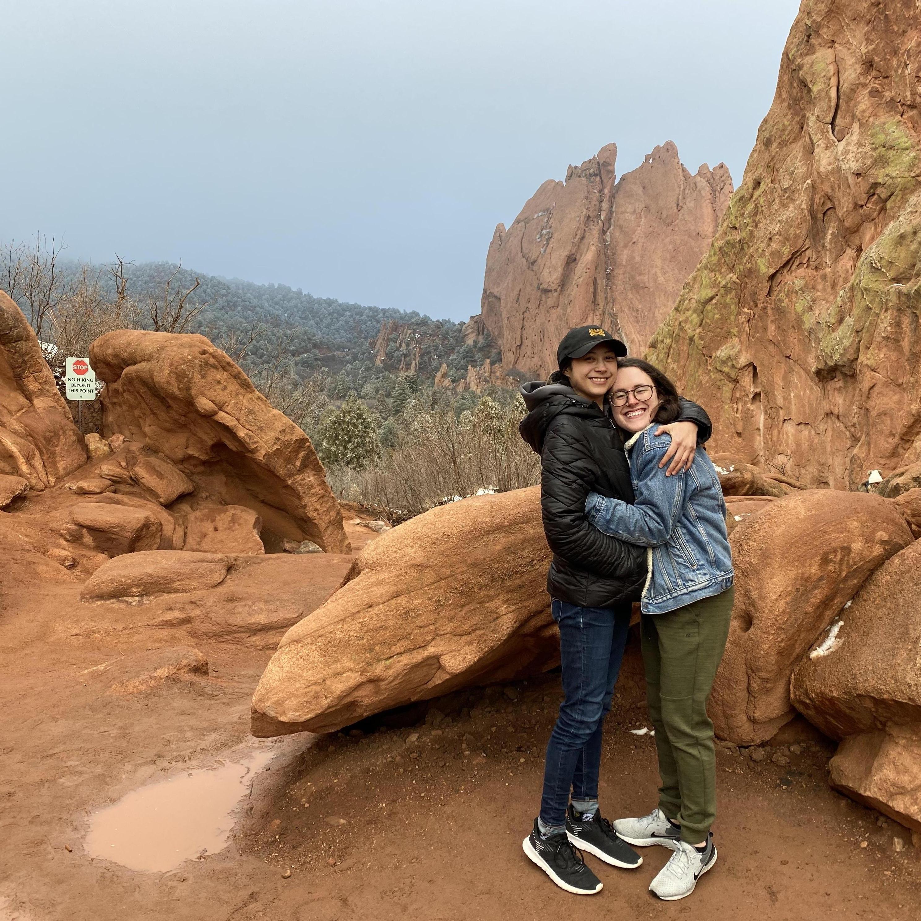 We visited Red Rocks park in Colorado. The bottoms of our tennis shoes are still stained red from this hike.