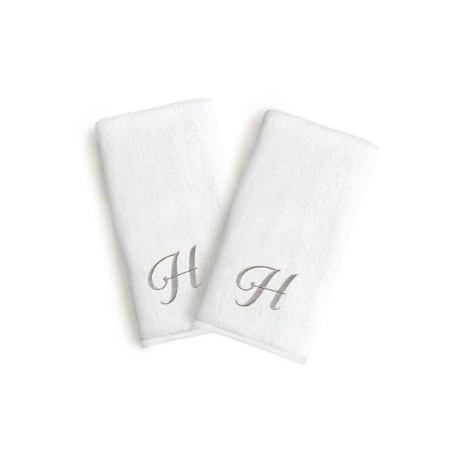 Linum Home Textiles Monogrammed Letter "H" Luxury Bridal Hand Towel in White (Set of 2)