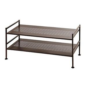 2-Tier Perforated Shoe Storage Rack in Bronze
