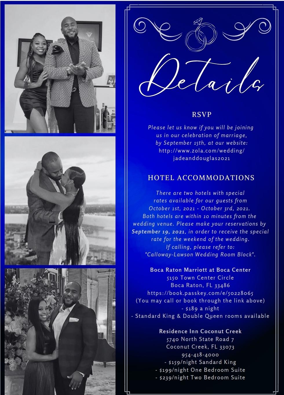 The Wedding Website of Jade Calloway and Douglas Lawson
