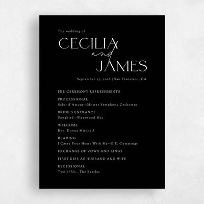 Black Wedding Program - Santiago
