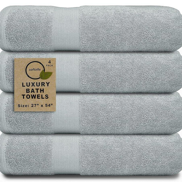 Softolle Luxury Bath Towels Set of 4 (27” x 54”) | Towels for Bathroom | Super Soft | Highly Absorbent Towels for Home, Spa, Gym (Silver Grey)