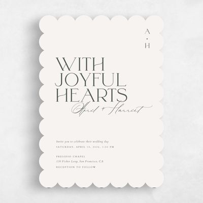 Beige Scalloped Wedding Invitation - Grayson Portrait