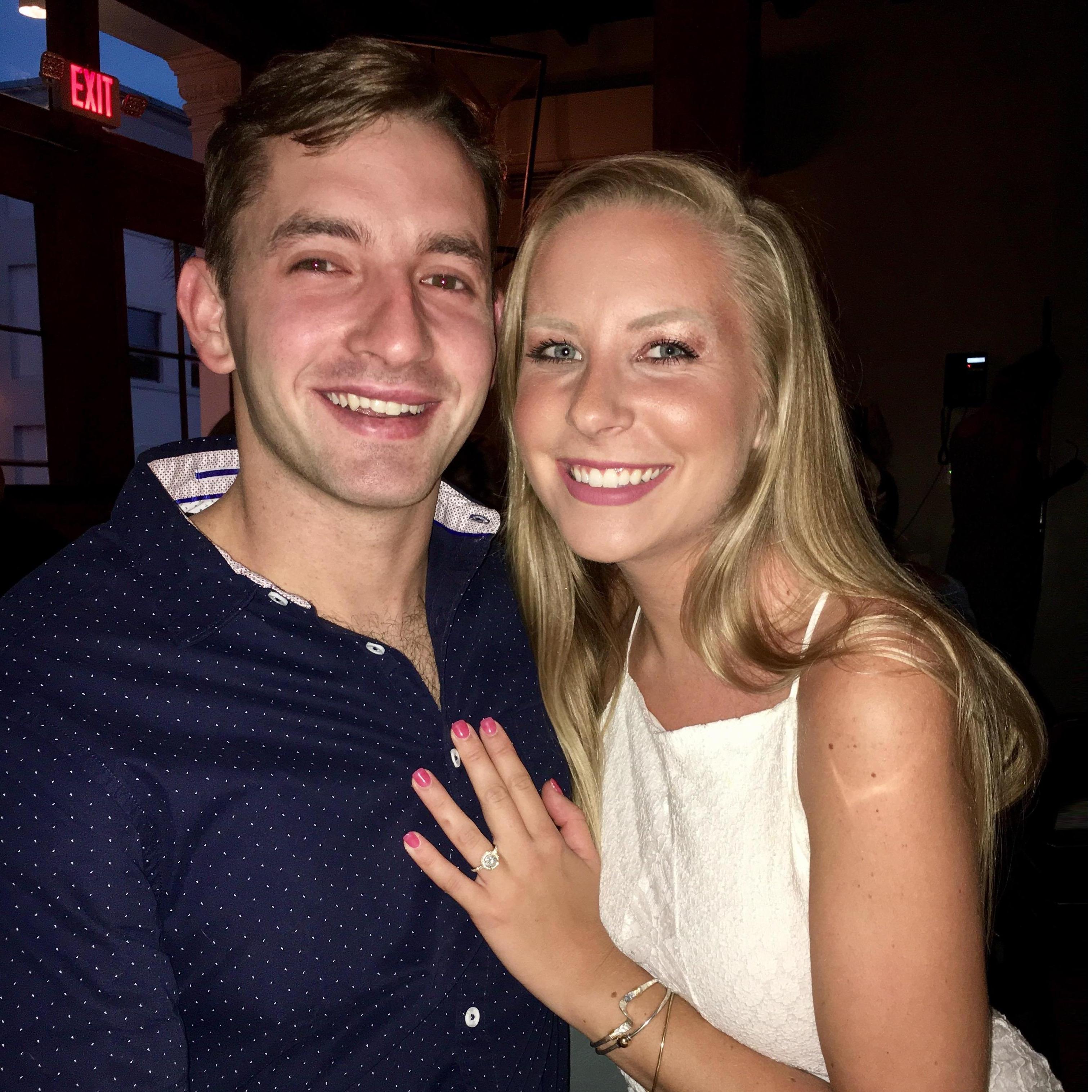 The night we got engaged! Celebrating with a champagne dinner at Magnolia's in Charleston.