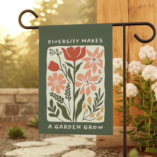 Diversity Garden Flag, Kindness yard sign, Immigration Equality Flag Progressive Community Garden flag Floral Decorative Political Yard Sign