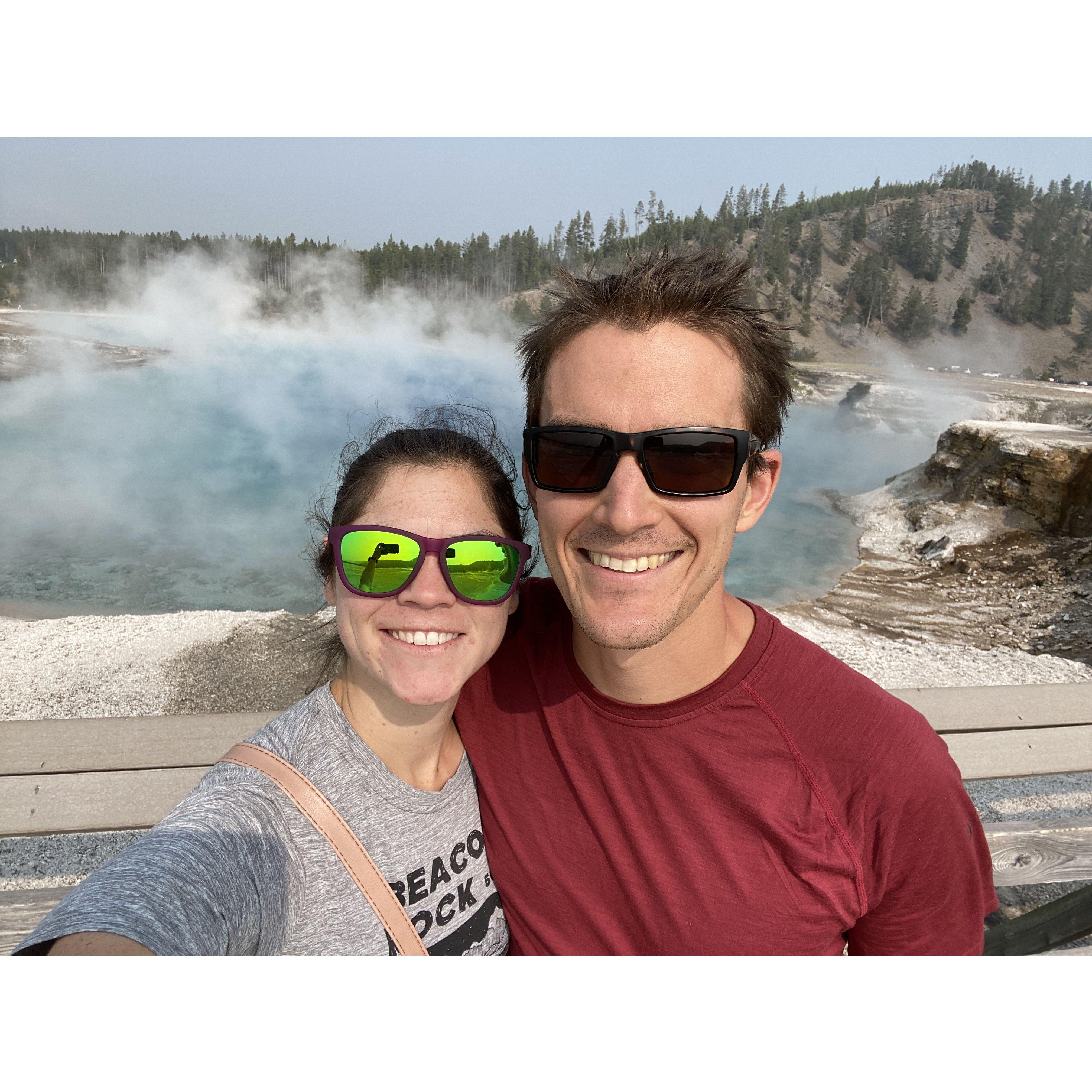 Miranda sharing a family favorite with Austin. Yellowstone National Park.