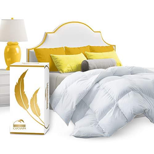 CUCUUN Real Luxury Down Comforter Queen | 100% Egyptian Cotton 1200 Thread Count 750+FP | White Goose Down Comforter | Corner Tabs for King Duvet Insert/Queen Duvet Insert/Twin Duvets