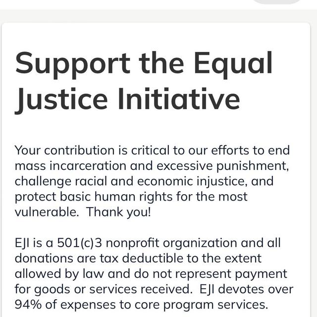 Donation to the Equal Justice Initiative