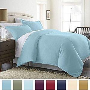 AmazonBasics Microfiber Duvet Cover Set - King, Spa Blue