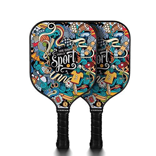 Vinsguir Pickleball Paddle Set - 2 Premium Graphite Rackets Honeycomb Composite Core with Cushion Comfort Grip & 4 Balls & Portable Racquet Bag, Indoor Outdoor