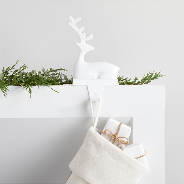 White Reindeer Christmas Stocking Hook