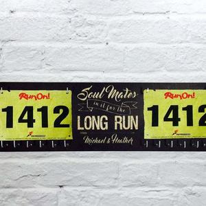 Race Bib Holder, Running Medal Holder and running medal Race Medal Display -Soul Mates Long Run- and medal holder- Printed on Wood