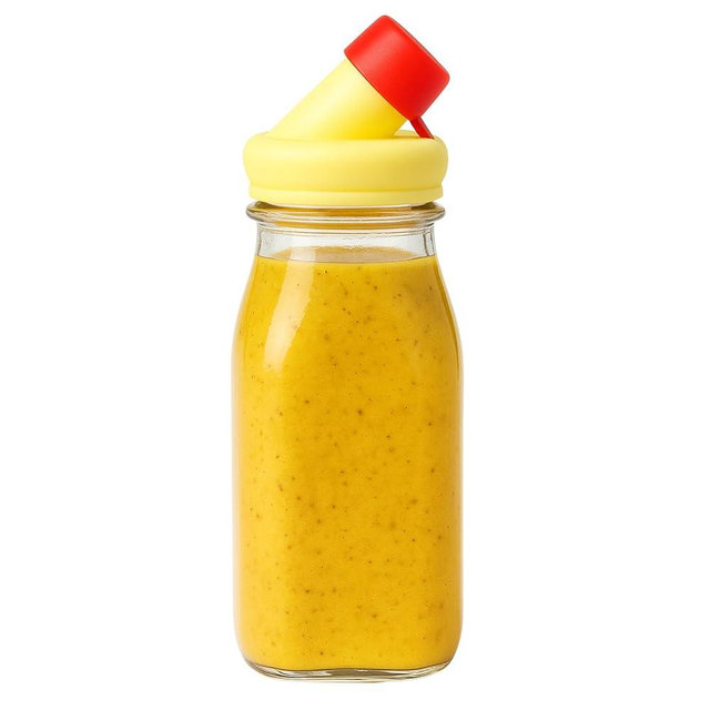 kitchentoolz Salad Dressing Shaker Bottle – 12oz Carafe Glass Bottle with Silicone Pour Spout and Tamper-Proof Lid for Sauces and Marinades - Salad Dressing Dispenser Container