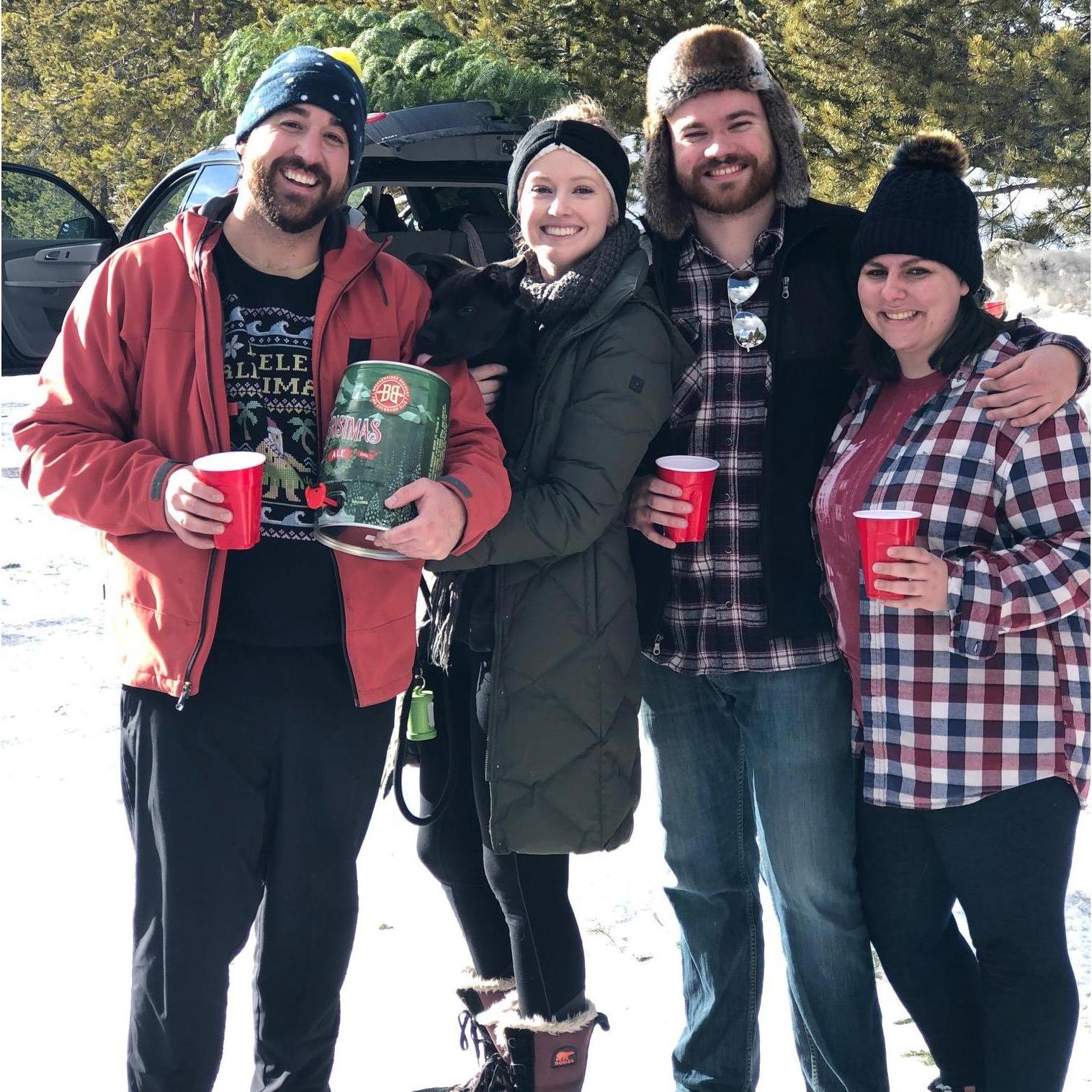 Christmas tree cutting with Andrew and Natalie in Fraser, CO - gotta bring the Christmas Ale mini keg!